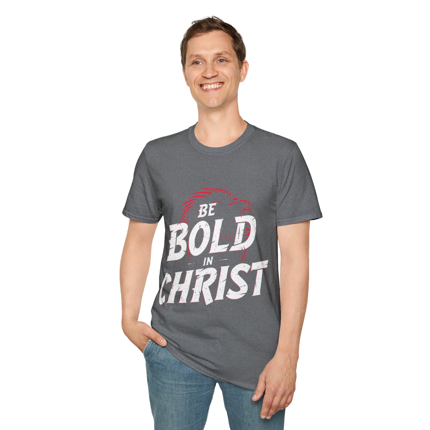 Be Bold in Christ T-Shirt | Christian Faith Tee, Lion Silhouette Typography