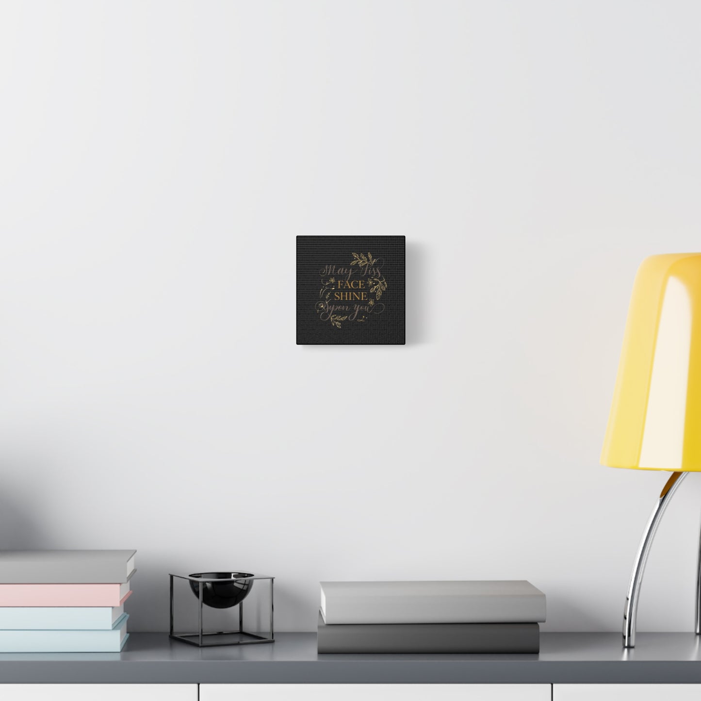 May His Face Shine Upon You Matte Canvas | Stretched Wall Art, Black Gold Botanical