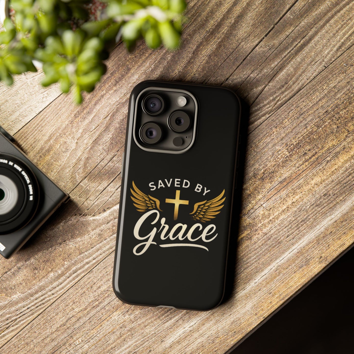 Christian Phone Case - Saved by Grace Design, Unique Gift for Believers, Inspirational Accessory, Stylish Christian Decor