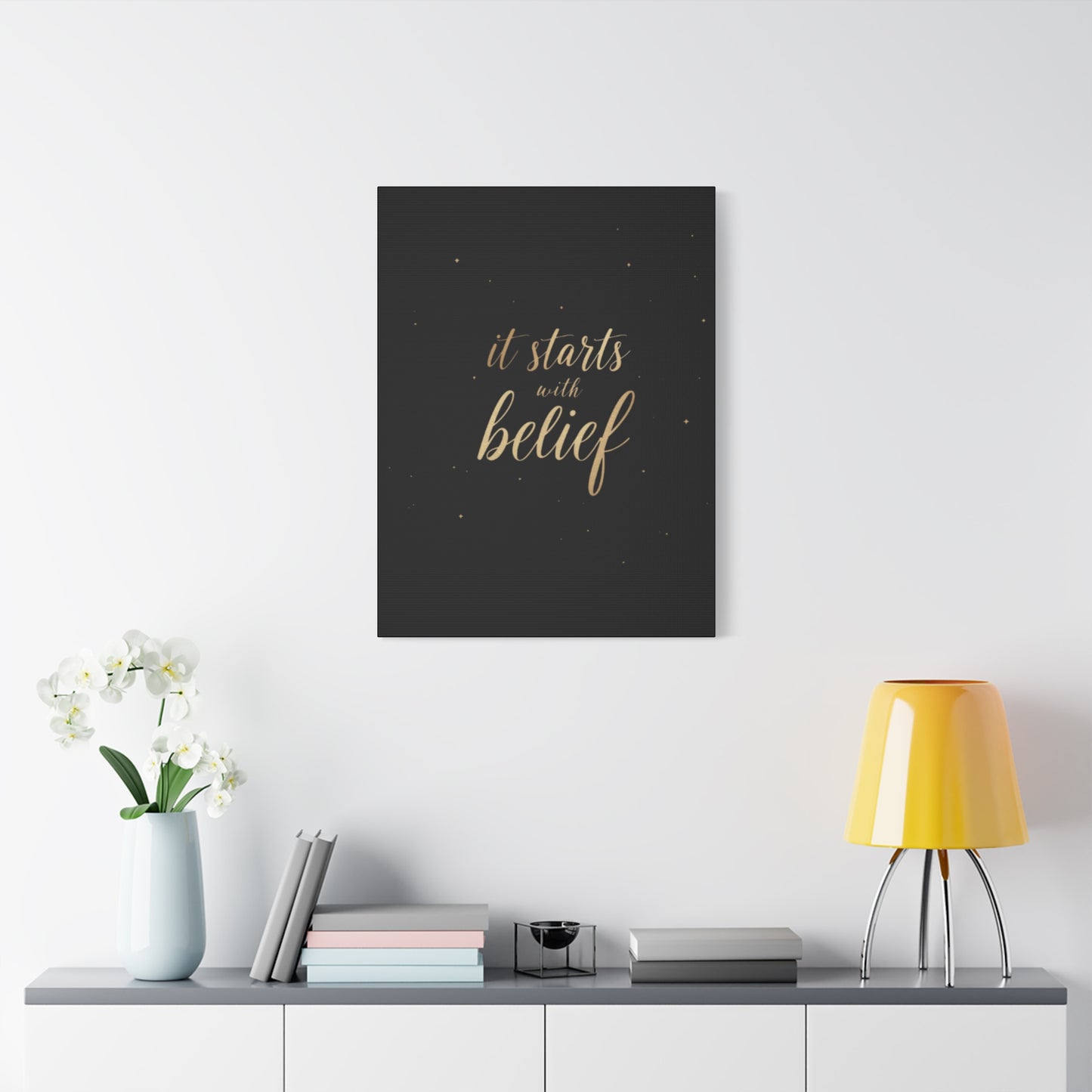 It Starts With Belief Canvas | Inspirational Wall Art, Matte Stretched Canvas