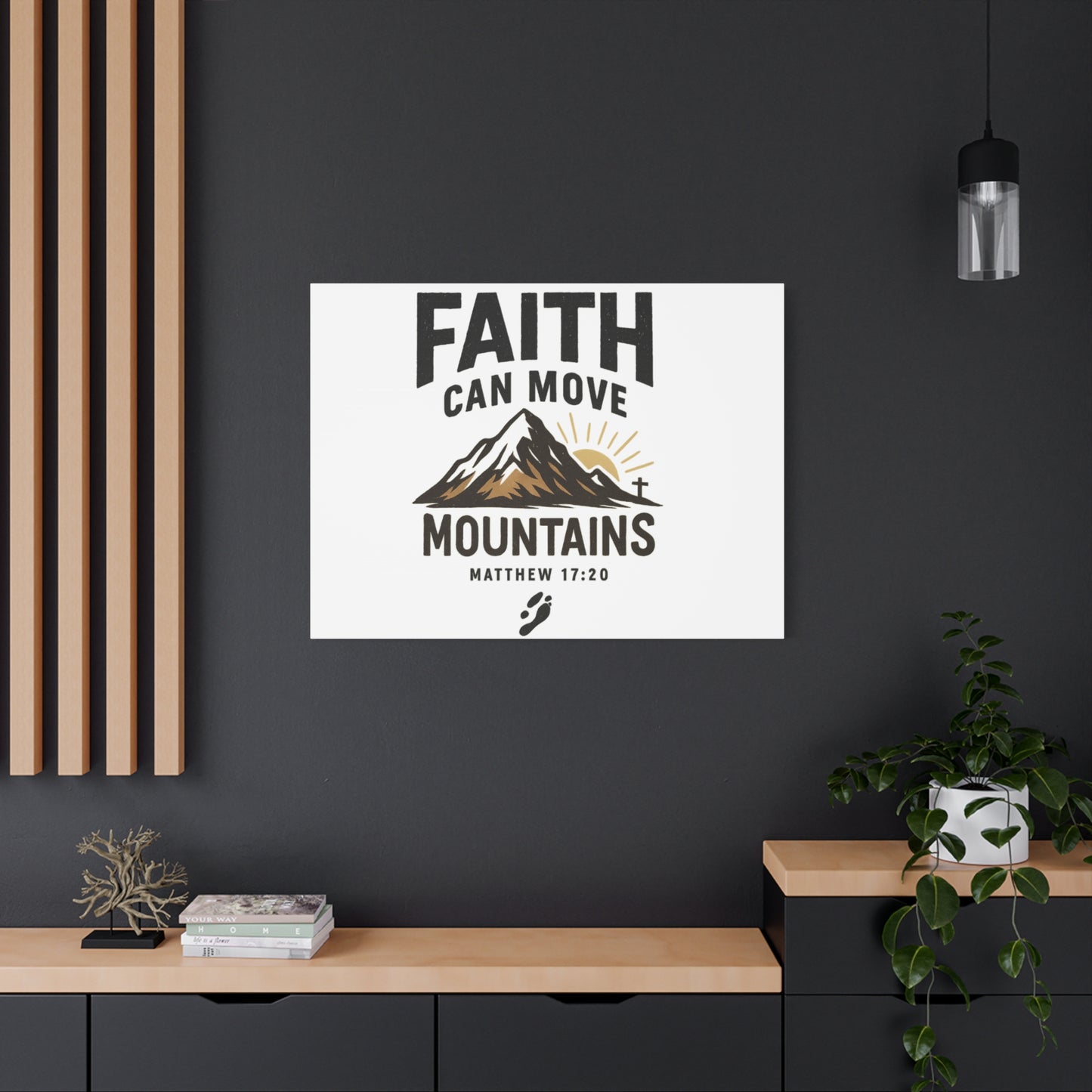 Inspirational Canvas Wall Art | Faith Can Move Mountains, Home Decor, Motivational Art, Gift for Believers, Religious Wall Decor