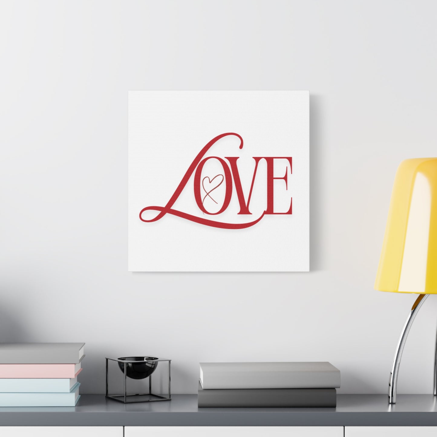 Red Script LOVE with Heart Canvas