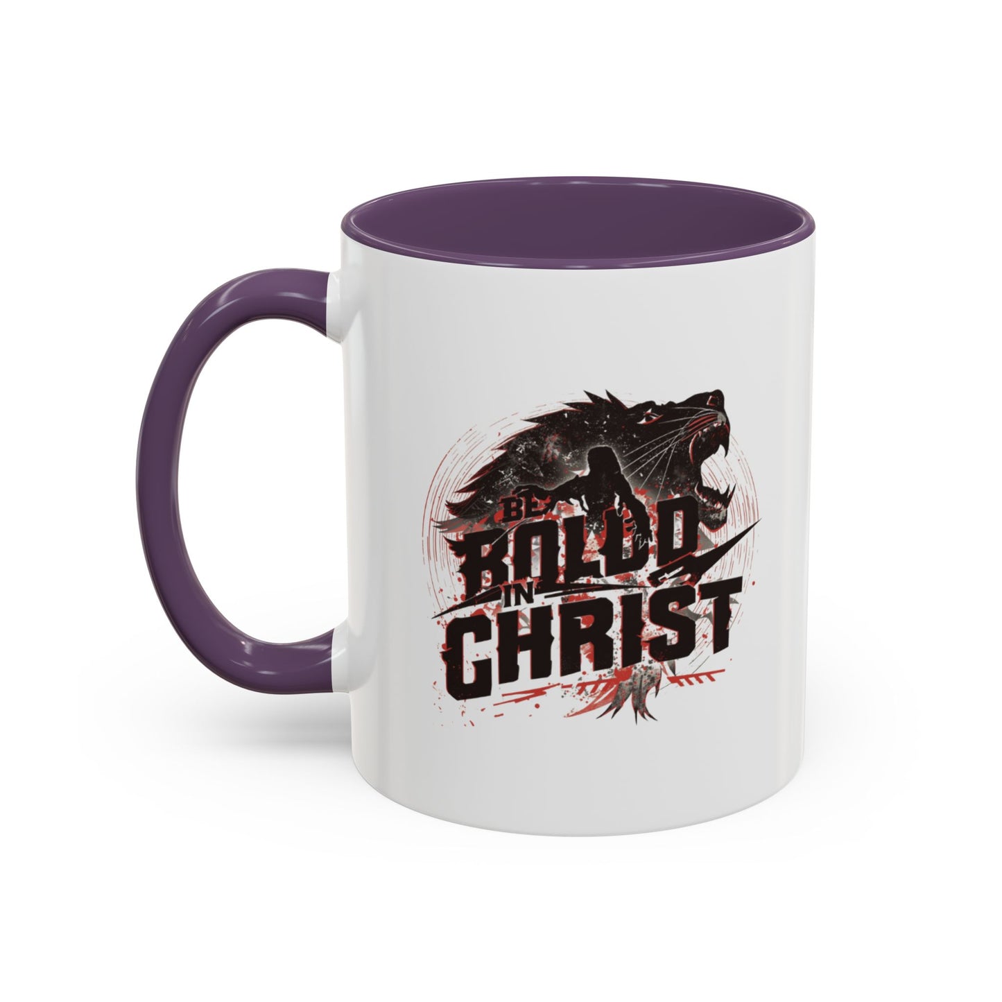 Be Bold In Christ mug | Christian wolf graphic, black accented coffee mug