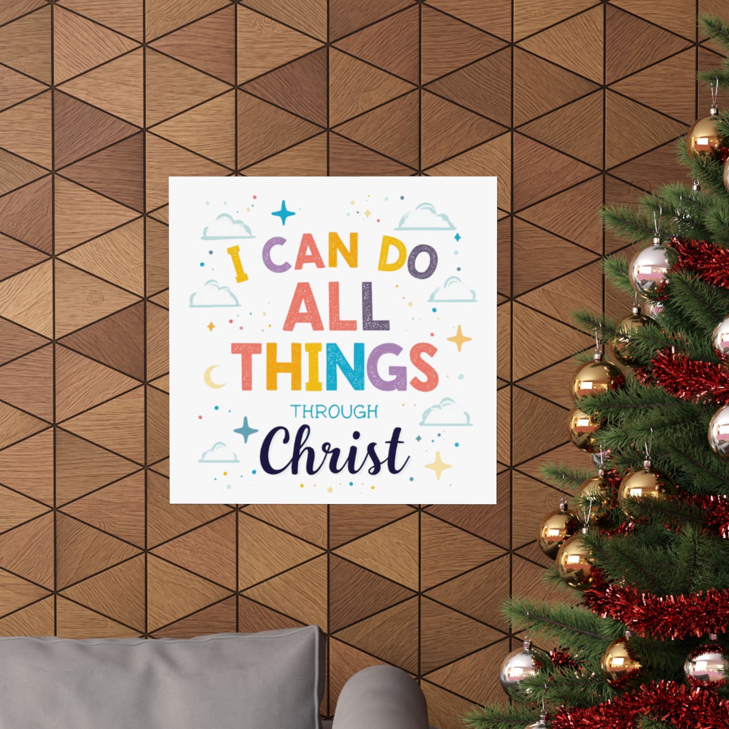 I Can Do All Things Through Christ Poster | Matte Vertical Inspirational Christian Wall Art