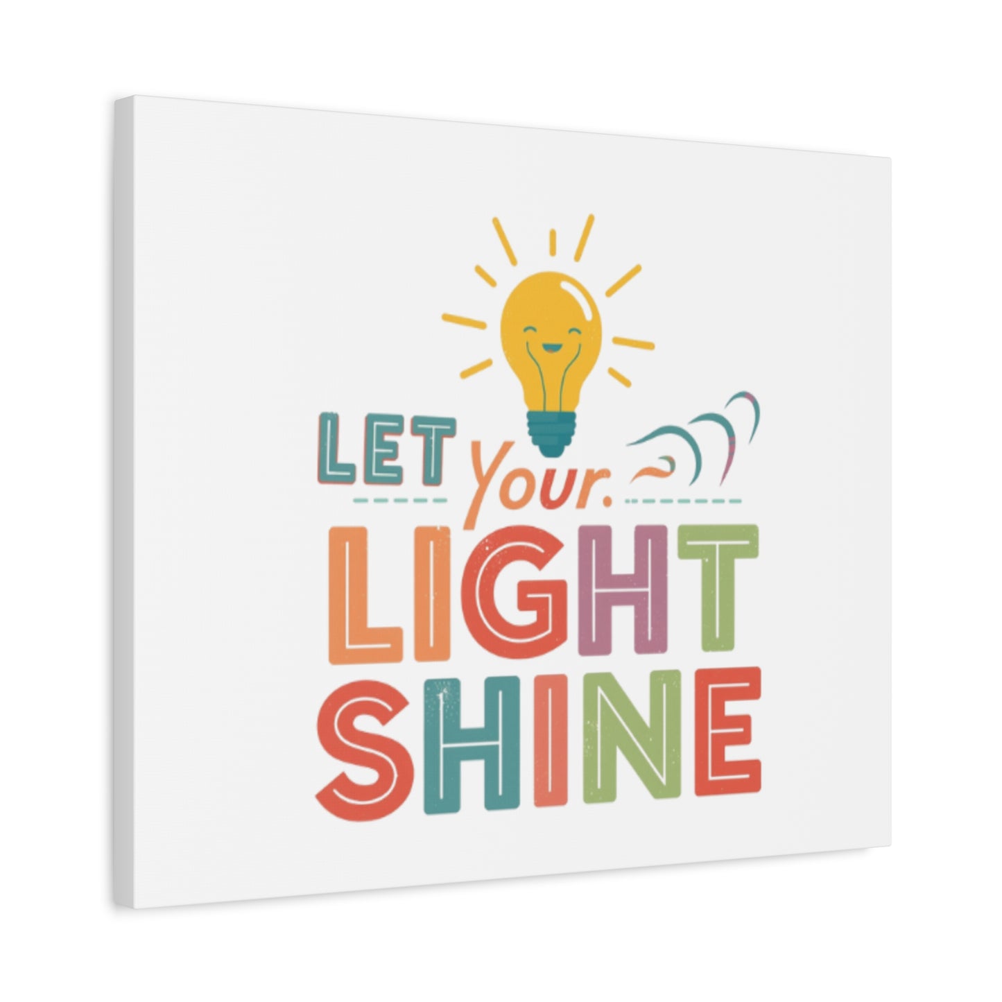 Let Your Light Shine Canvas Print | Smiling Lightbulb Wall Art