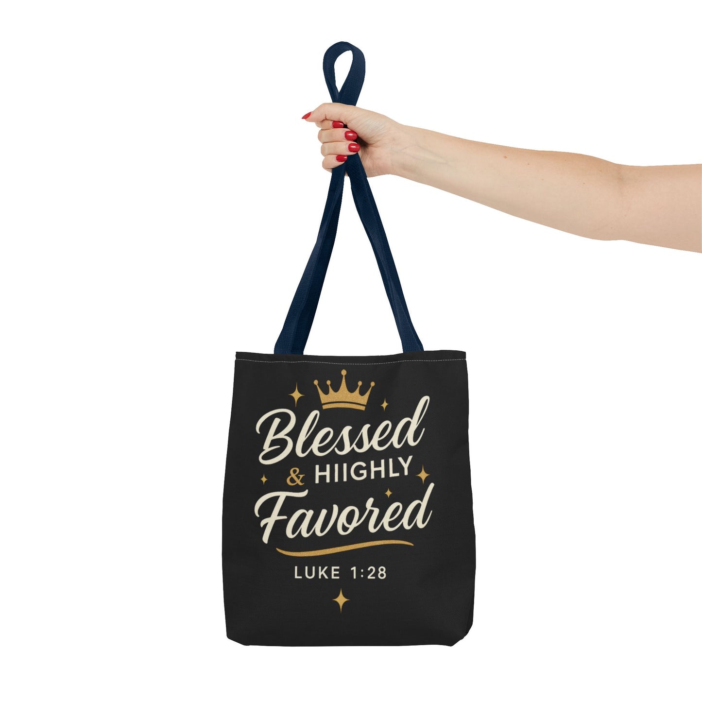 Blessed & Highly Favored Tote Bag | Inspirational Gift | Church Events | Christian Tote | Motivational Bag | Faith-Based Accessory