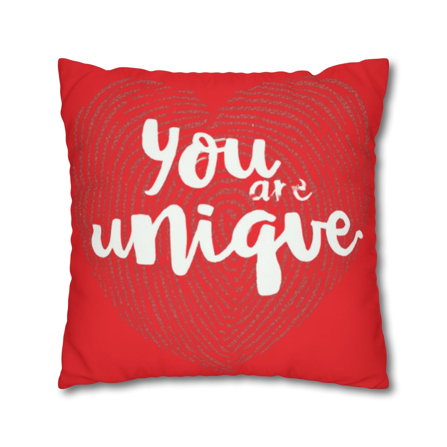 Hand-Lettered Message Red Pillowcase Square Poly Canvas Pillowcase | Bold Script Accent