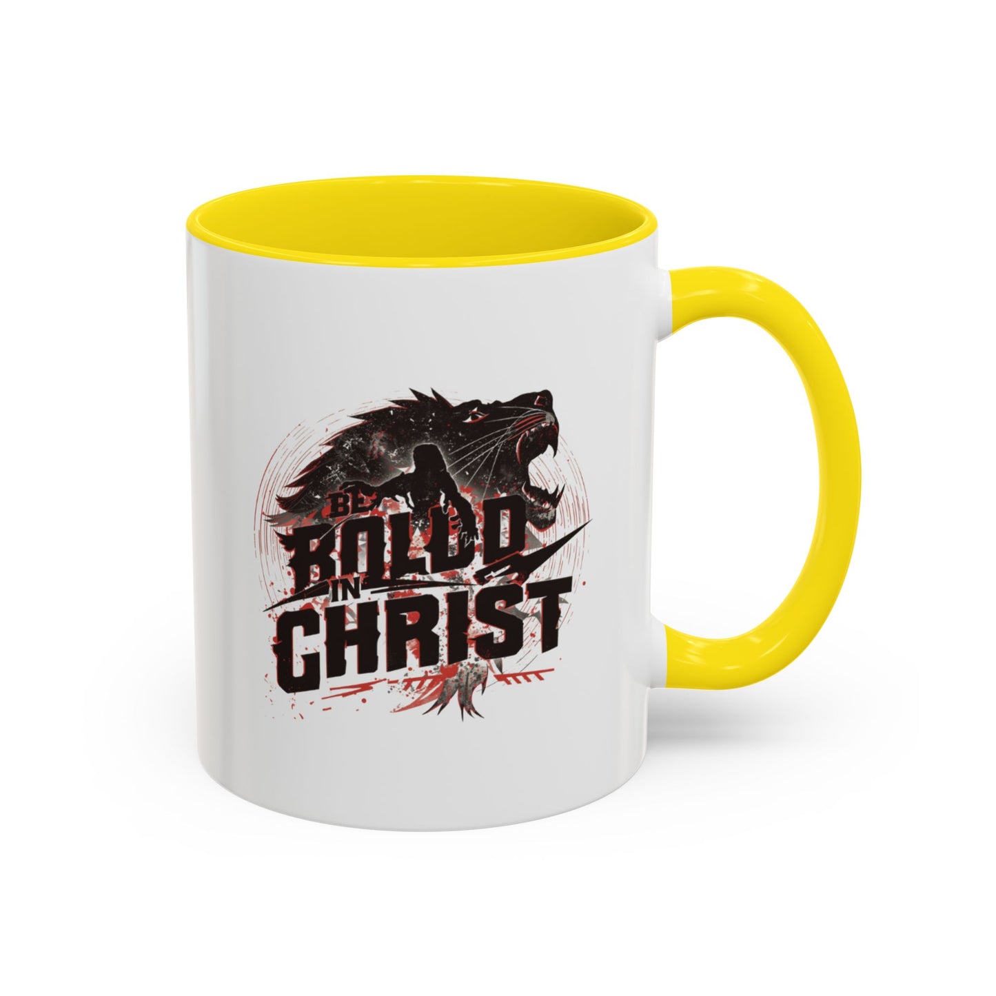 Be Bold In Christ mug | Christian wolf graphic, black accented coffee mug