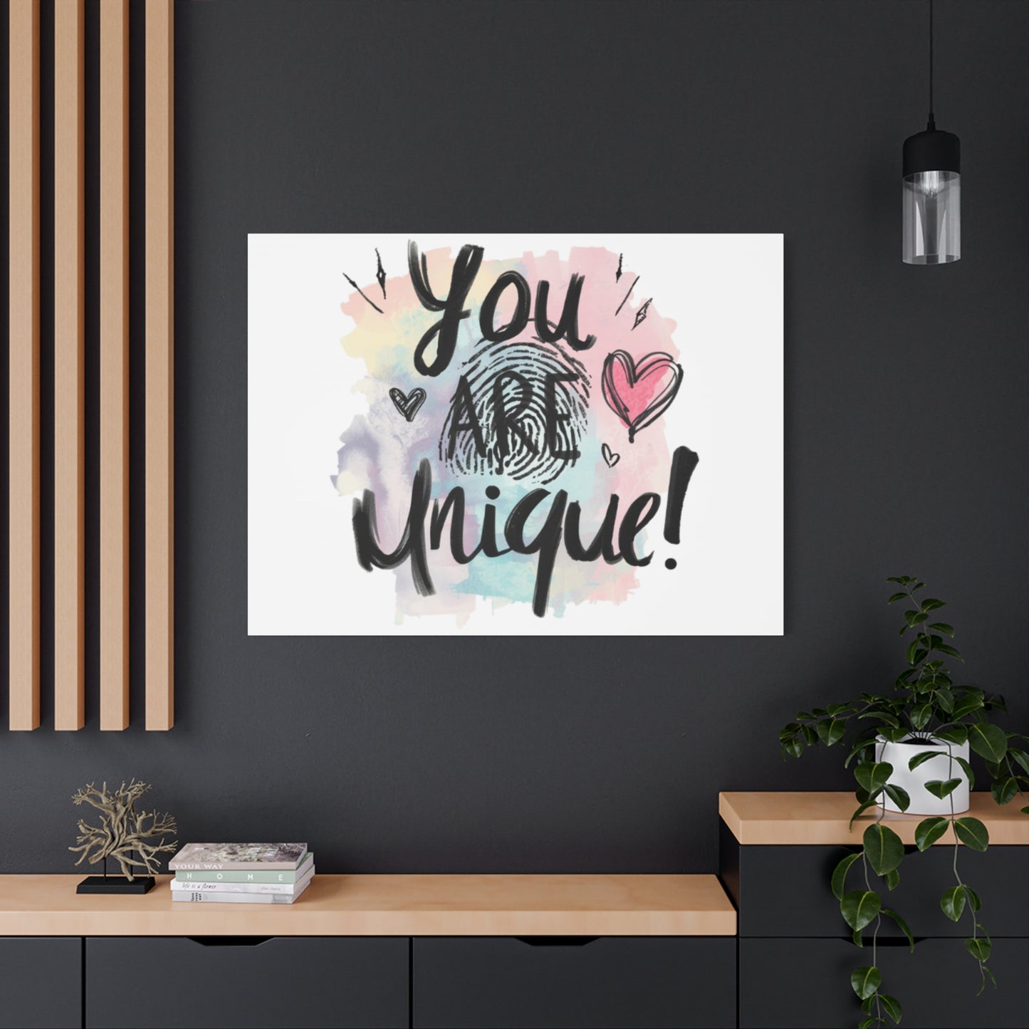 You Are Unique fingerprint heart canvas