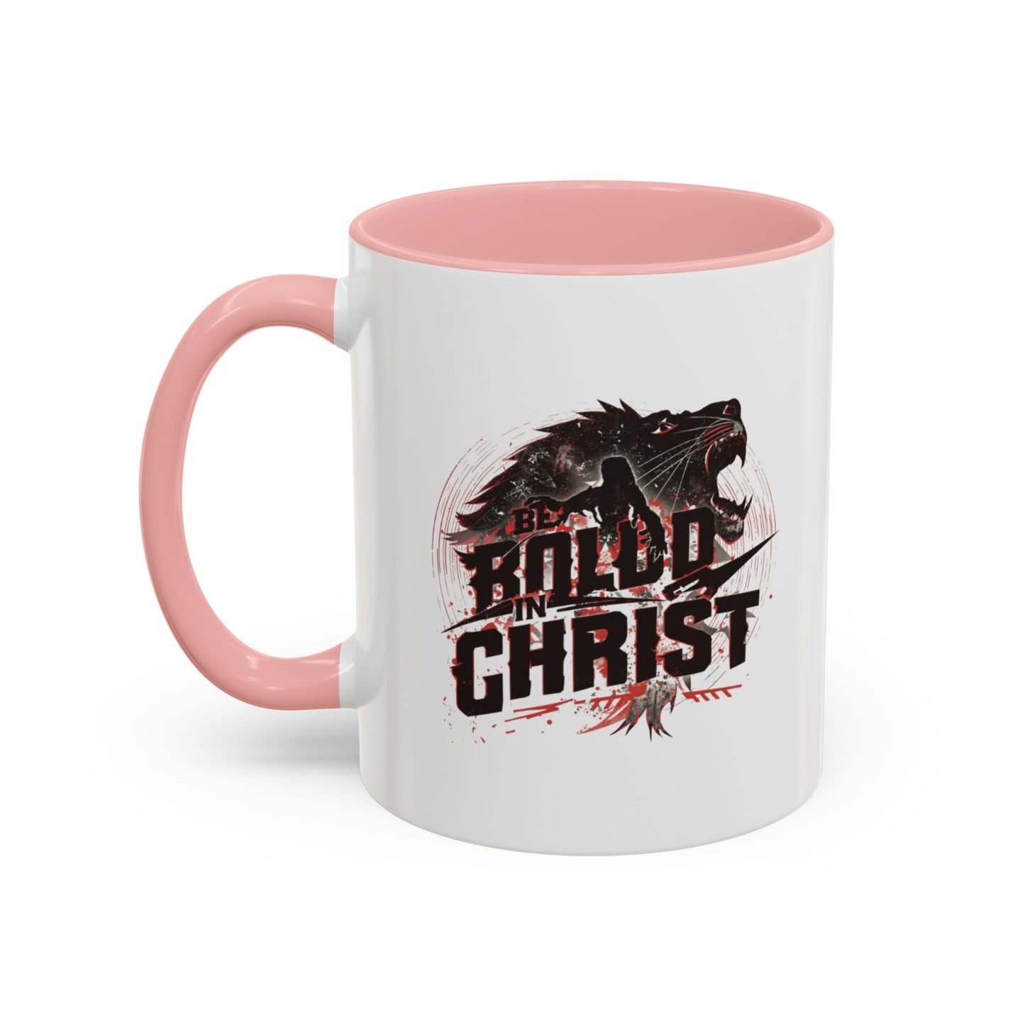 Be Bold In Christ mug | Christian wolf graphic, black accented coffee mug
