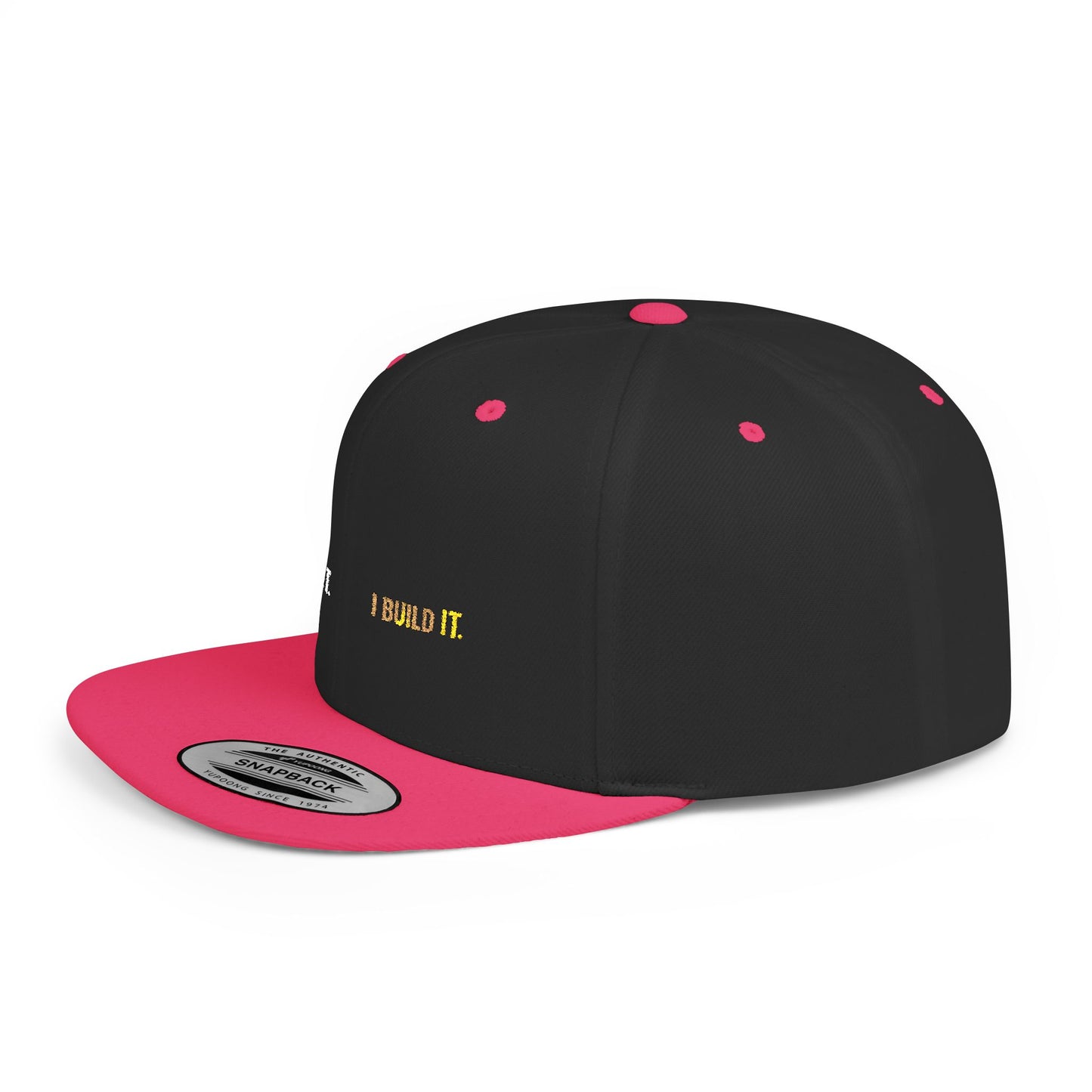 Snapback Hat Minimal 'I see It. I Build It' Embroidered Flat Bill Cap