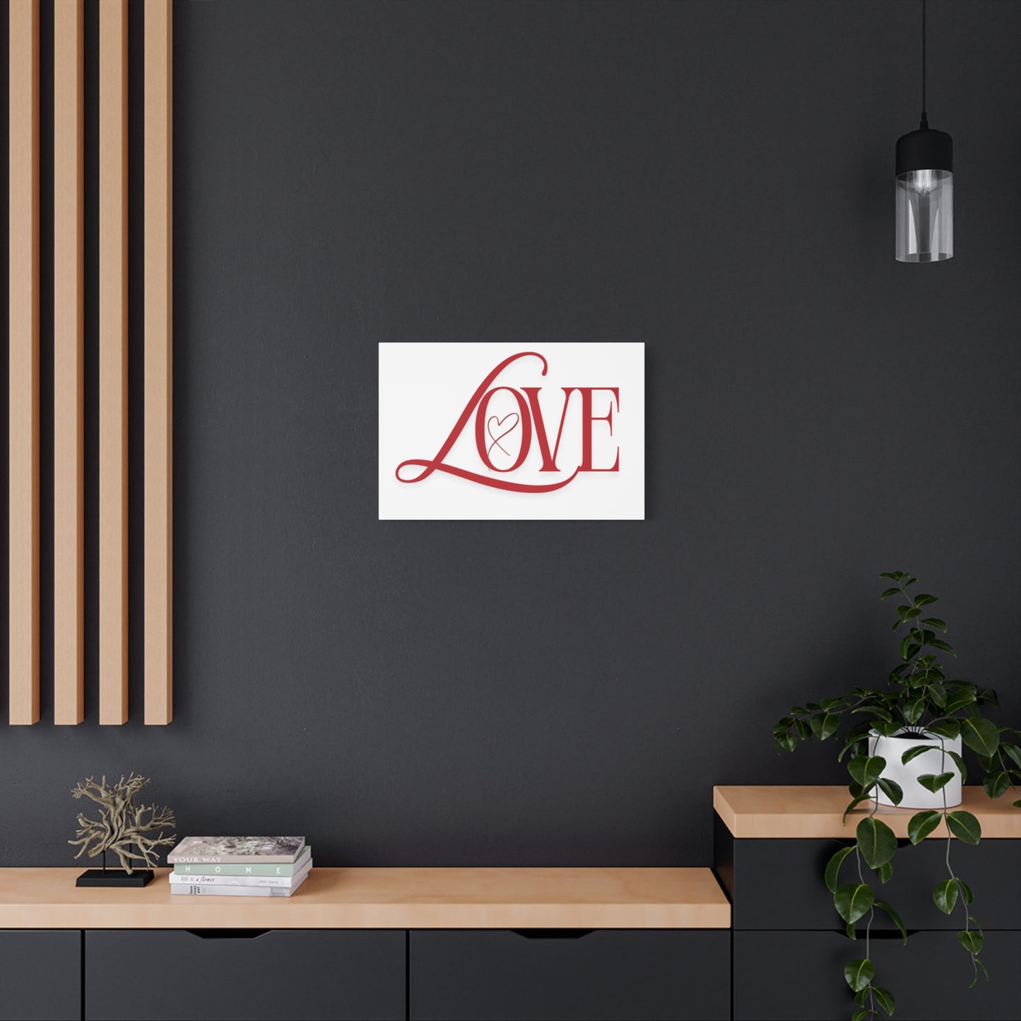 Red Script LOVE with Heart Canvas