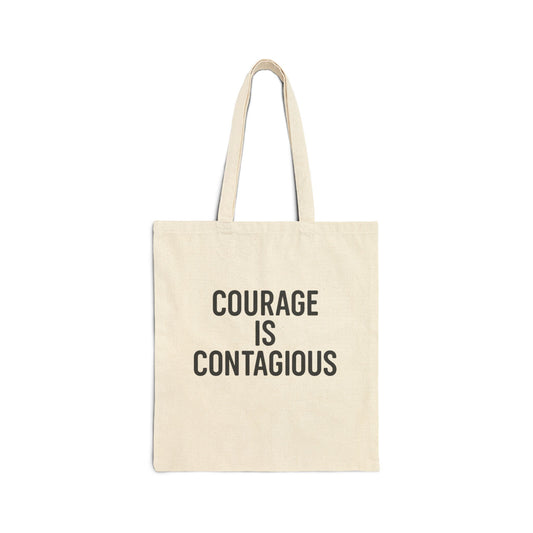 Courage is Contagious Canvas Tote Bag | Eco-Friendly Grocery Bag, Inspirational Gift, Reusable Shopping Bag, Motivational Tote