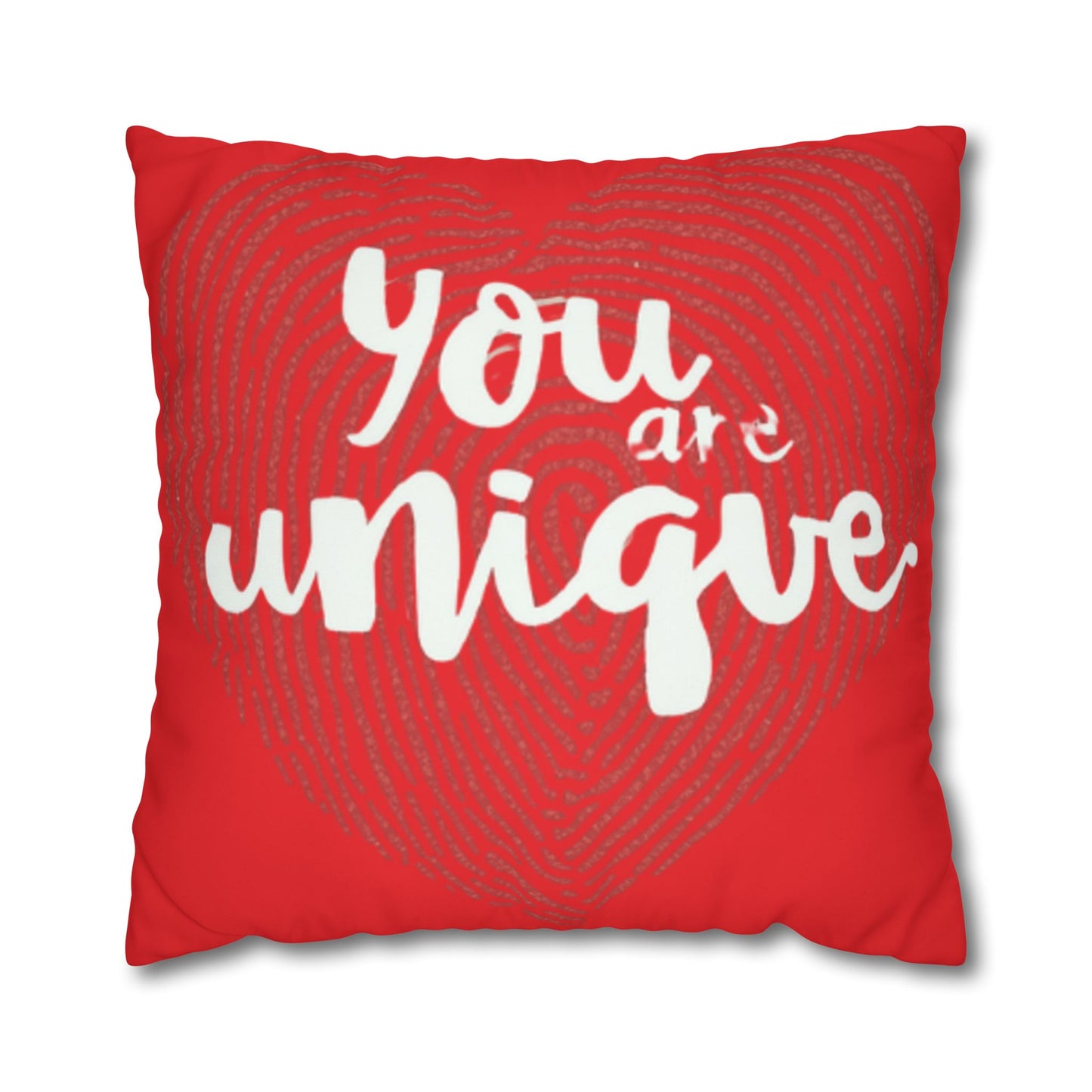 Hand-Lettered Message Red Pillowcase Square Poly Canvas Pillowcase | Bold Script Accent