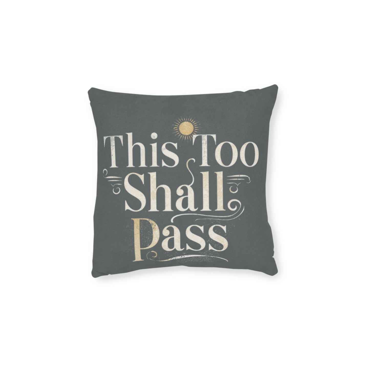 This Too Shall Pass script | Square Pillow, vintage hand-lettered calming throw pillow