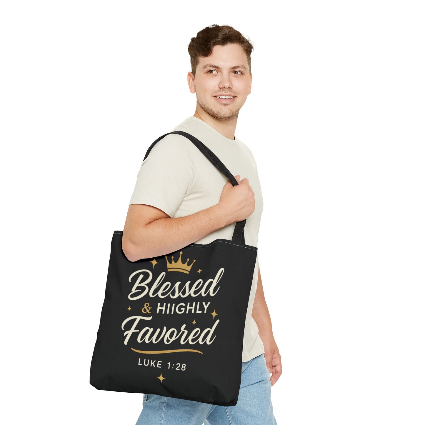 Blessed & Highly Favored Tote Bag | Inspirational Gift | Church Events | Christian Tote | Motivational Bag | Faith-Based Accessory
