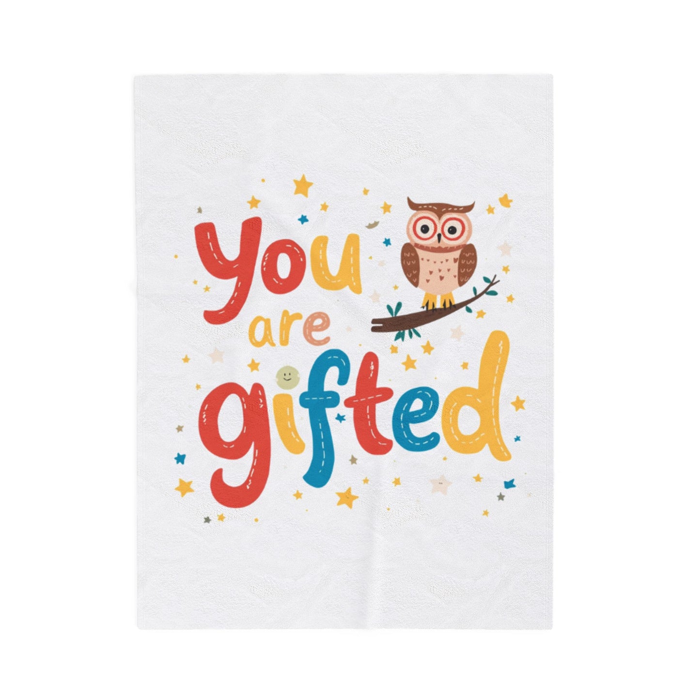You Are Gifted Velveteen Plush Blanket | Owl Typography Kids Blanket