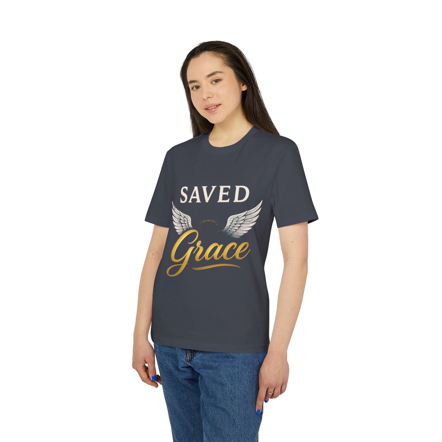 Faith Graphic T-Shirt - Saved Grace with Wings - Christian Gift