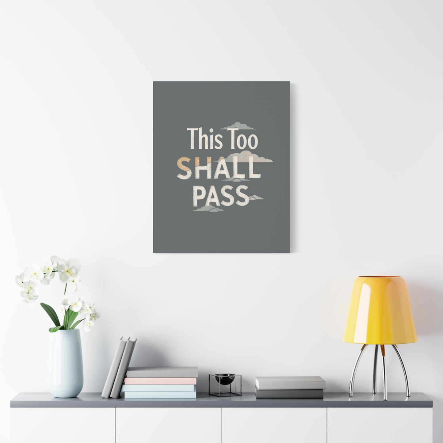 This Too Shall Pass Matte Canvas Print, Stretched Wall Art | Calming Hand-Lettered Typography