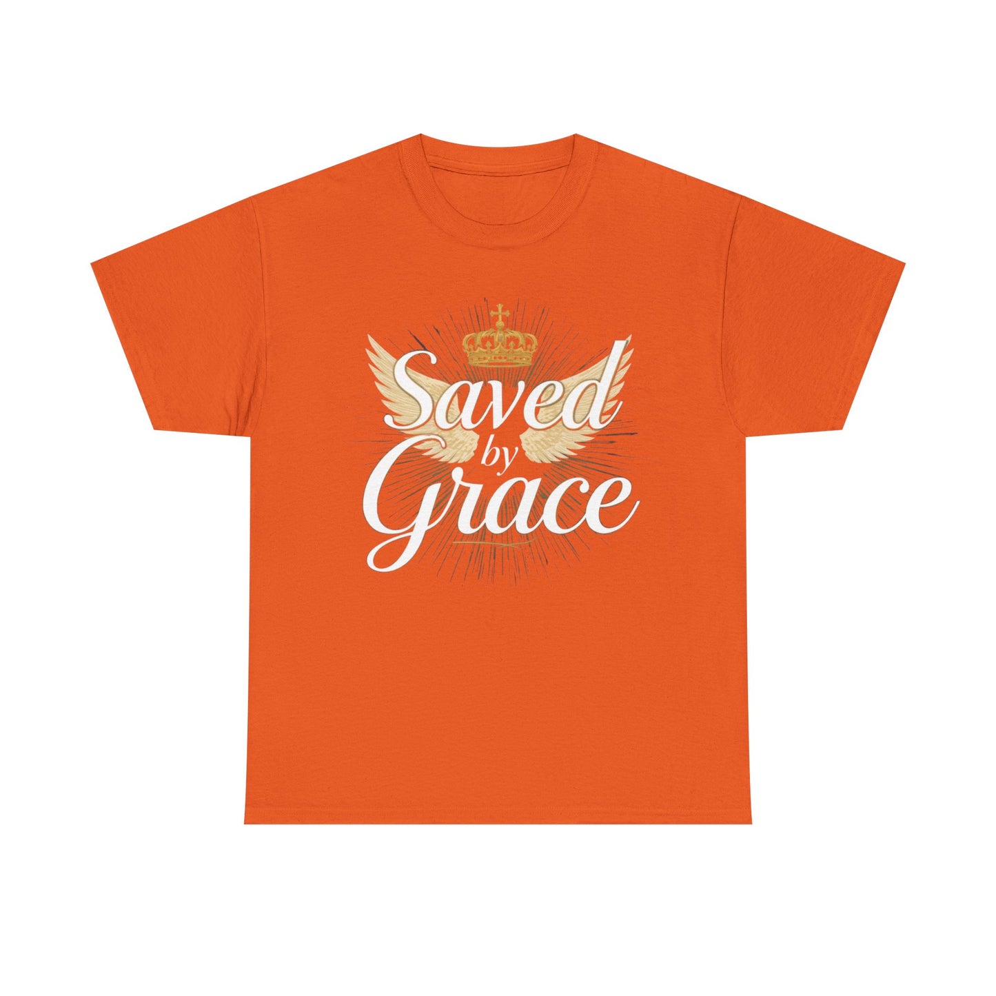 Saved by Grace tee | Christian crown and wings faith shirt