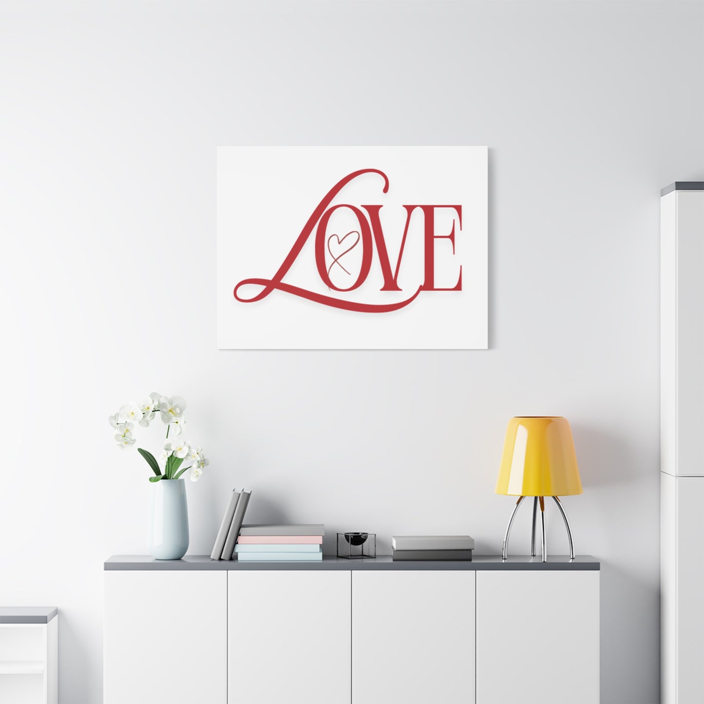 Red Script LOVE with Heart Canvas