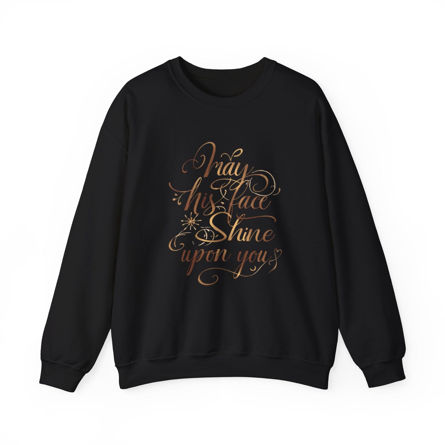 May His Face Shine Upon You Crewneck Sweatshirt | Faith Blessing Script