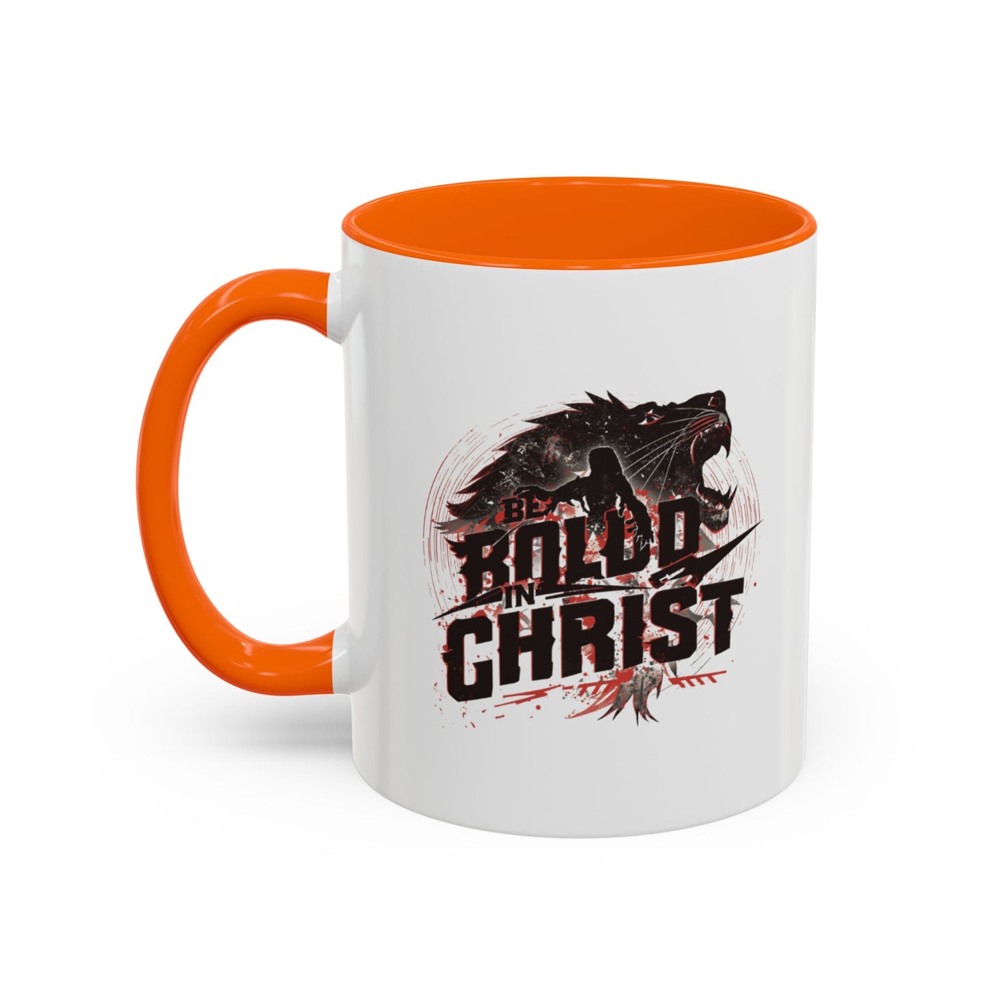 Be Bold In Christ mug | Christian wolf graphic, black accented coffee mug