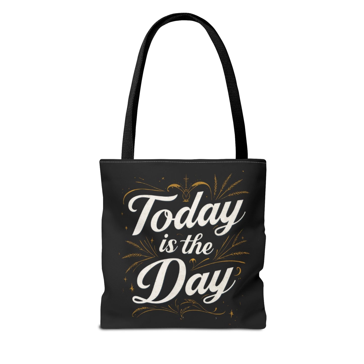 Today Is the Day tote bag | Hand-lettered script, charcoal motivational design